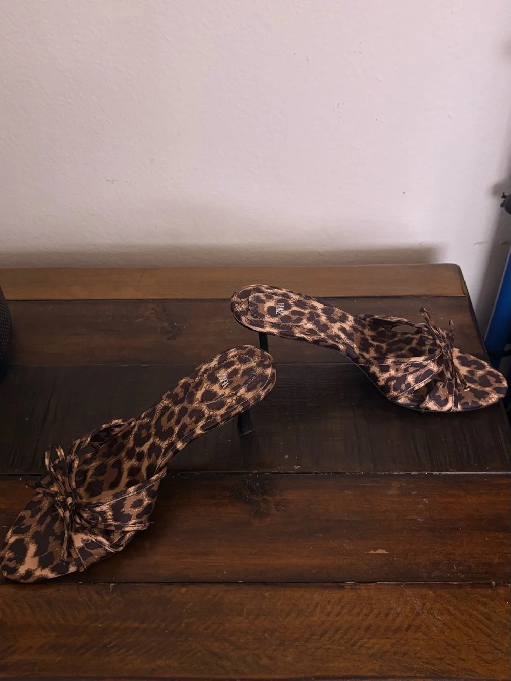 ZARA Leopard-Print Knotted Slide Sandals - Brown/Black